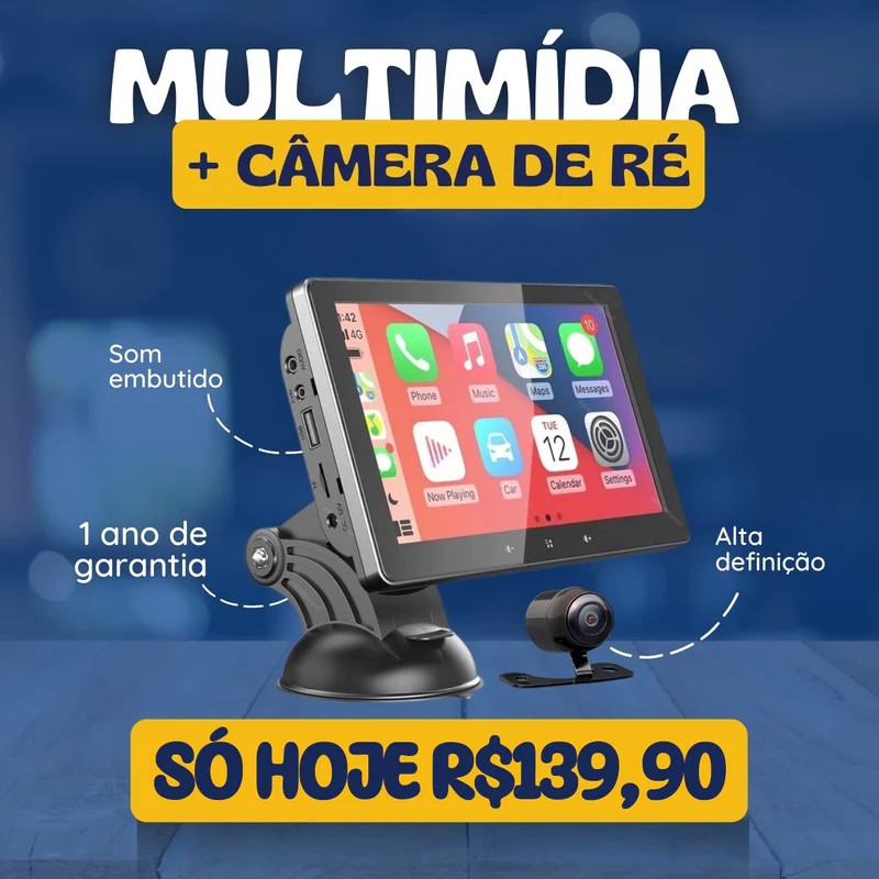 Smart Carplay™ - MULTIMÍDIA PORTÁTIL ✅